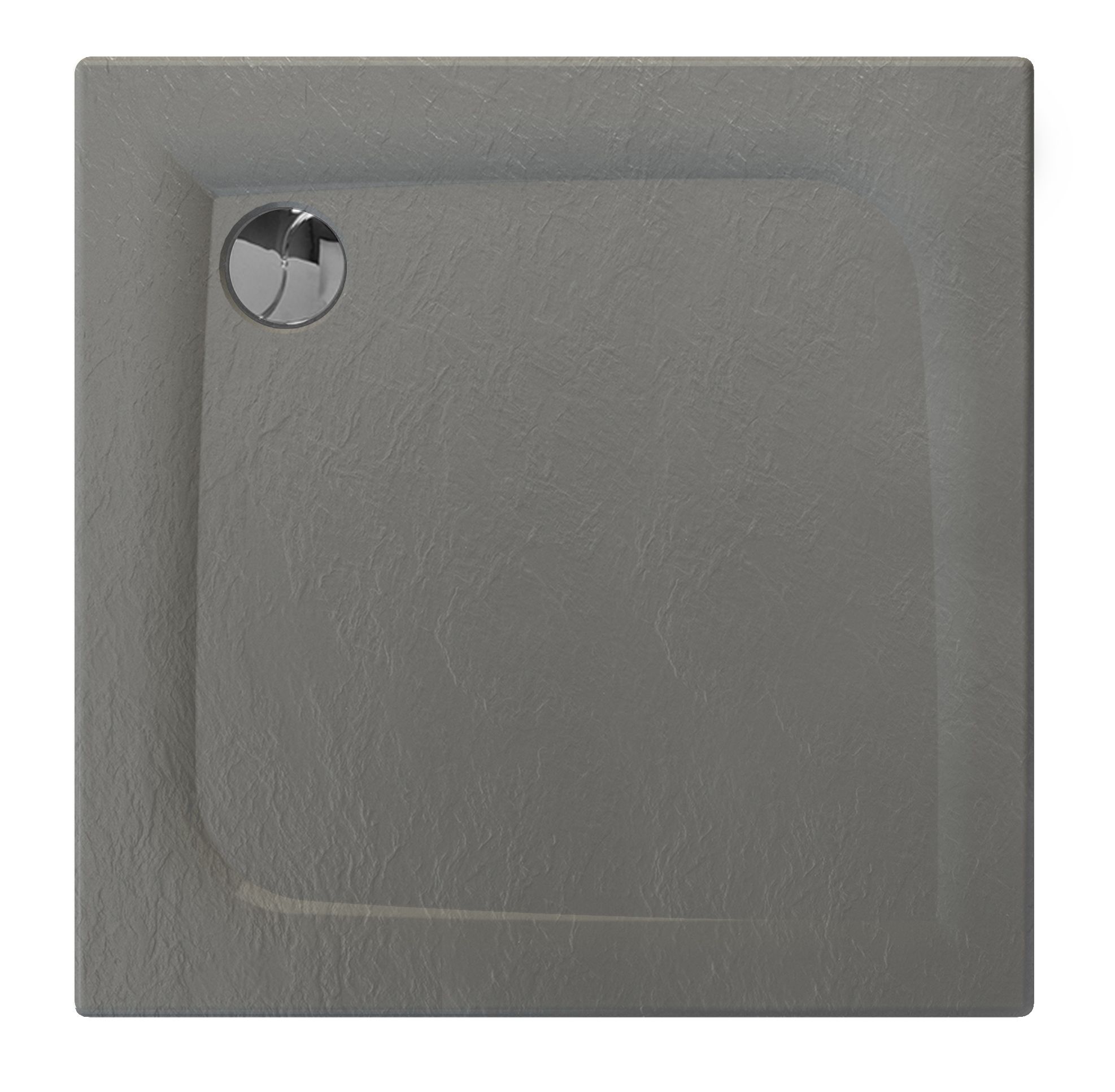 Receveur de douche extra-plat texture effet pierre MOONEO CARRE 80 x 80 cm gris