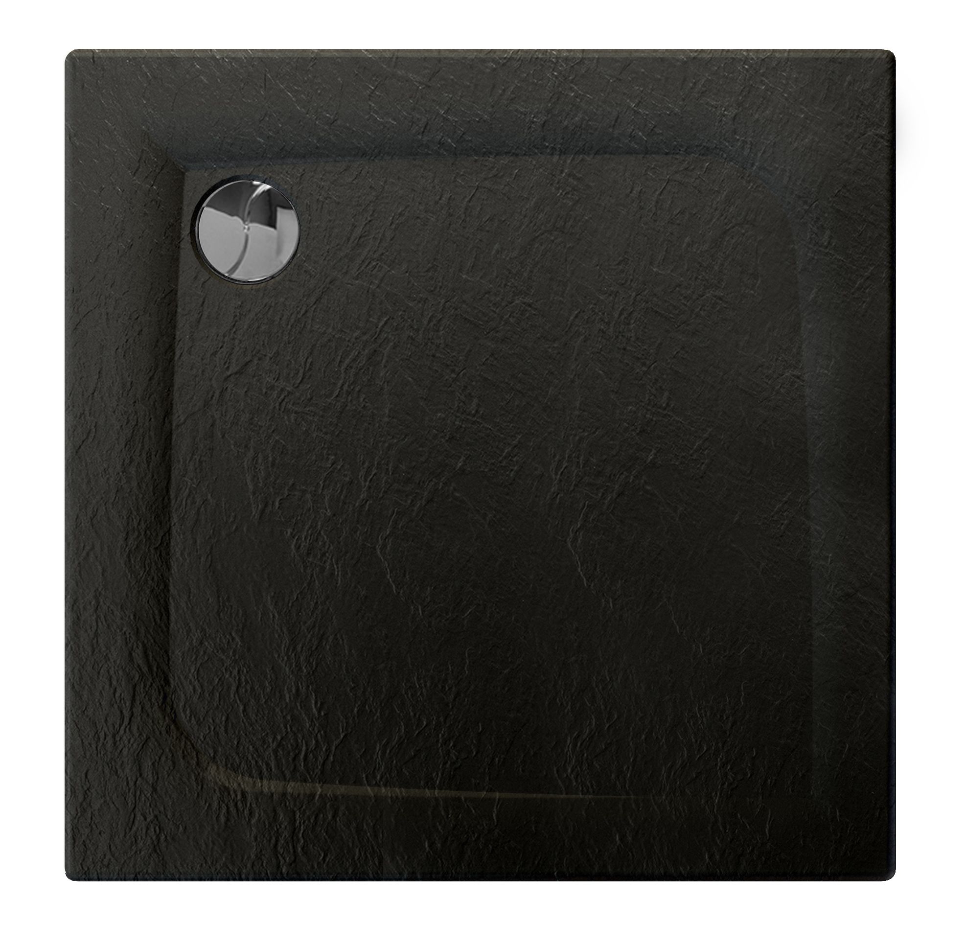 Receveur de douche extra-plat texture effet pierre MOONEO CARRE 80 x 80 cm noir