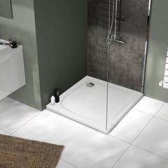 Receveur de douche extra-plat texture effet pierre MOONEO CARRE 90 x 90 cm blanc 1