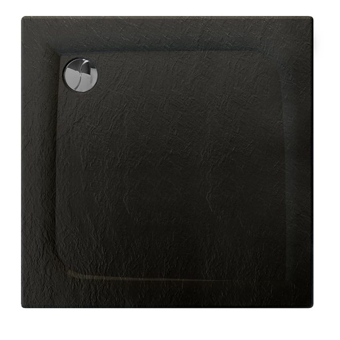 Receveur de douche extra-plat texture effet pierre MOONEO CARRE 90 x 90 cm noir 0