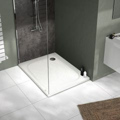 Receveur de douche extra-plat texture effet pierre MOONEO RECTANGLE 100 x 80 cm blanc 1