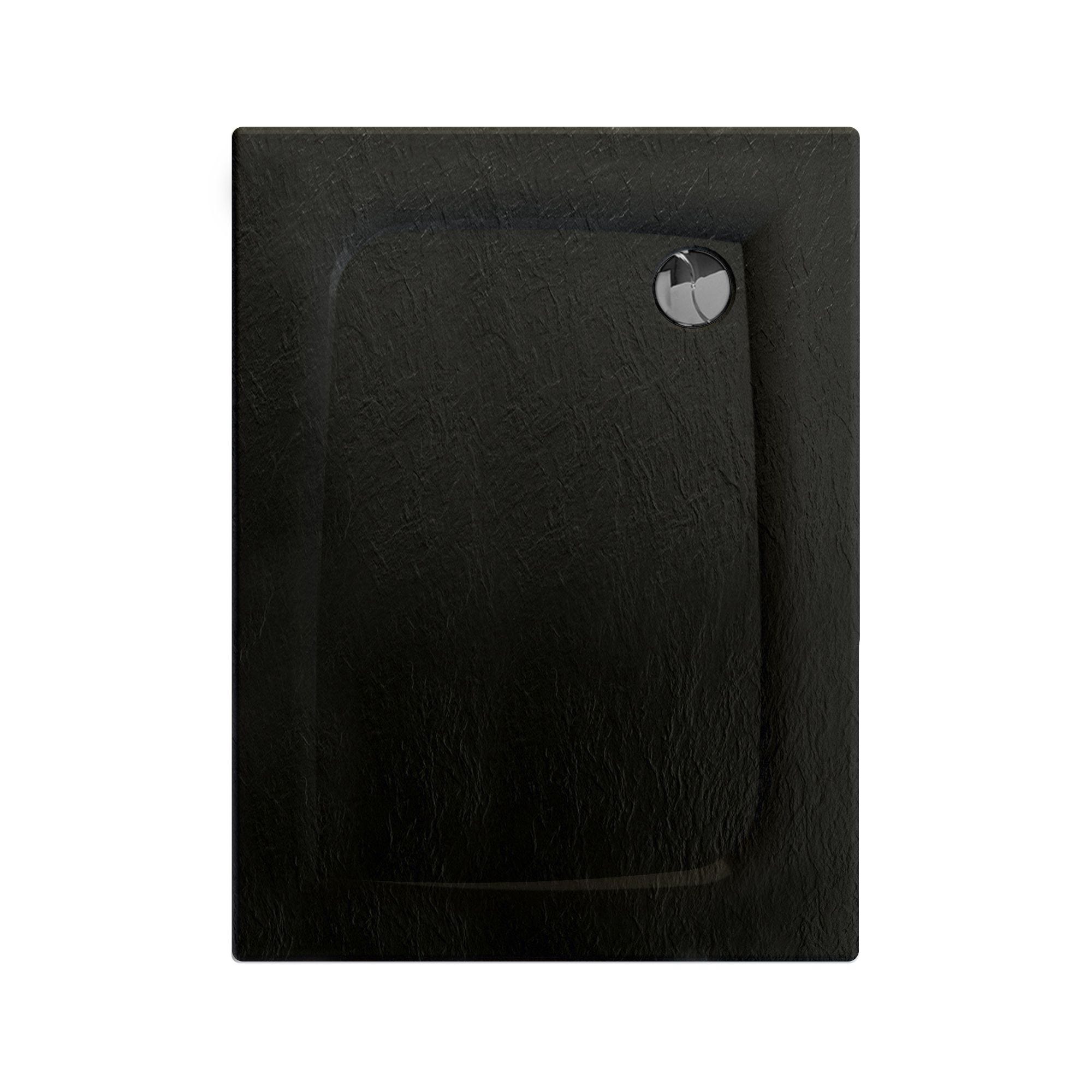 Receveur de douche extra-plat texture effet pierre MOONEO RECTANGLE 100 x 80 cm noir 0