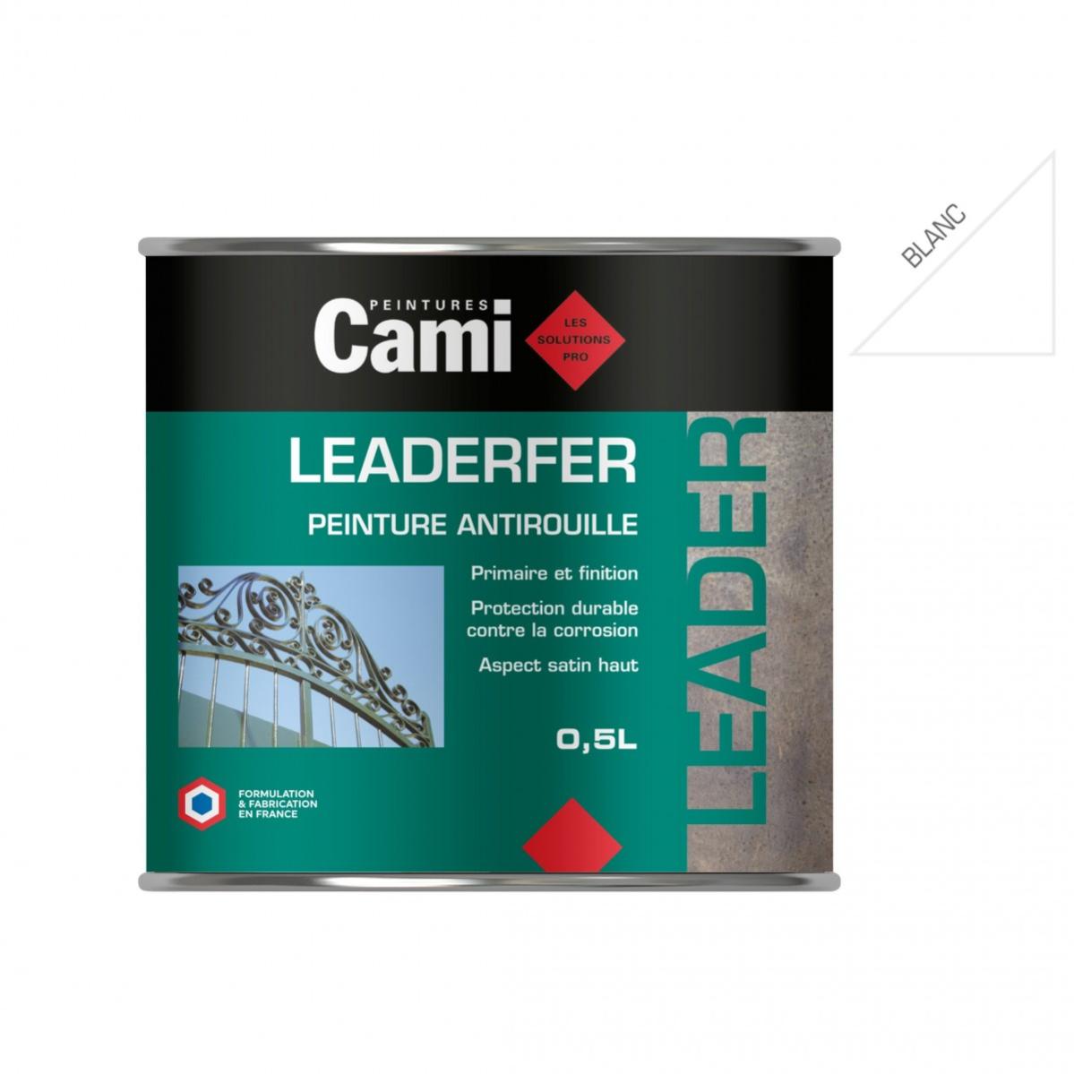 LEADERFER blanc 0,5L-Laque antirouille brillante pour toutes vos ferrures- CAMI