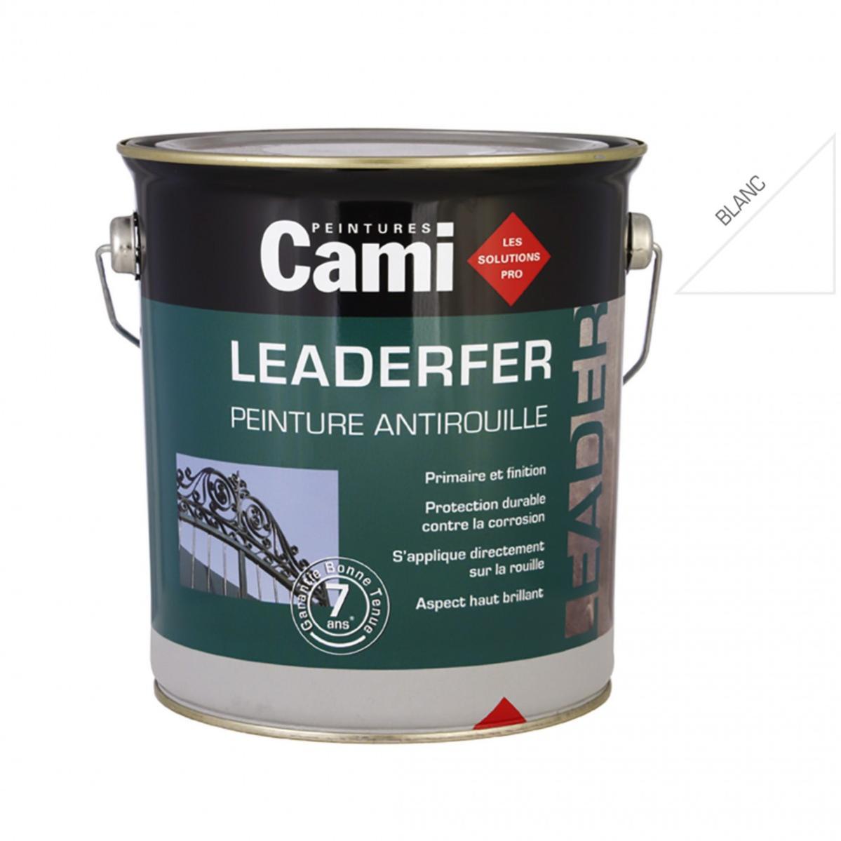 LEADERFER blanc 2,5L-Laque antirouille brillante pour toutes vos ferrures- CAMI