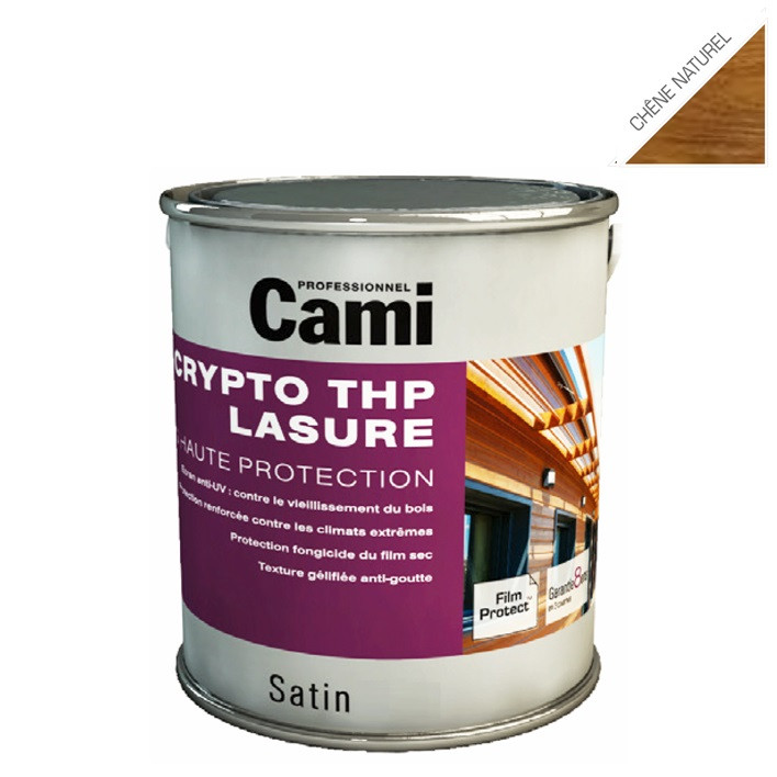 LASURE CRYPTO THP CHENE NATUREL 1L-Lasure de protection du bois en phase solvant- CAMI