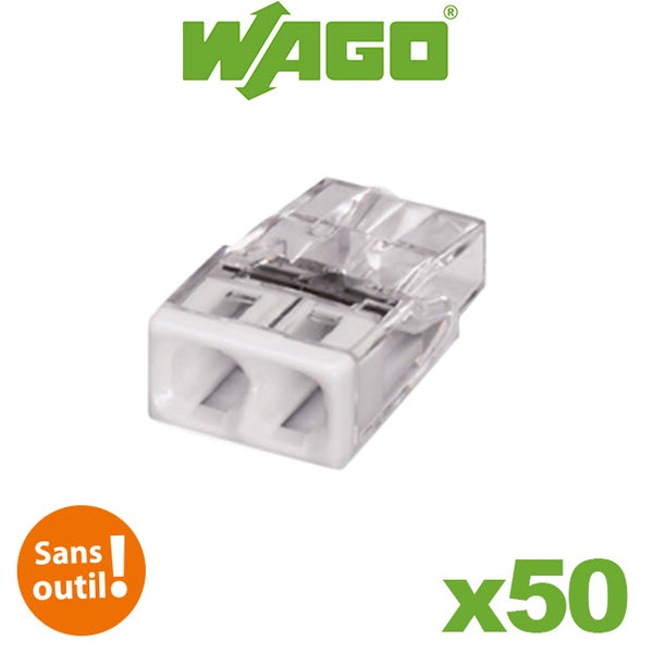 Wago- Flacon de 50 mini bornes de connexion automatique 2 entrées