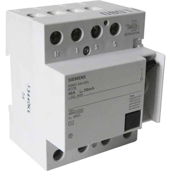 Interrupteur différentiel 4 pôles 30 mA 40 A Type AC 0