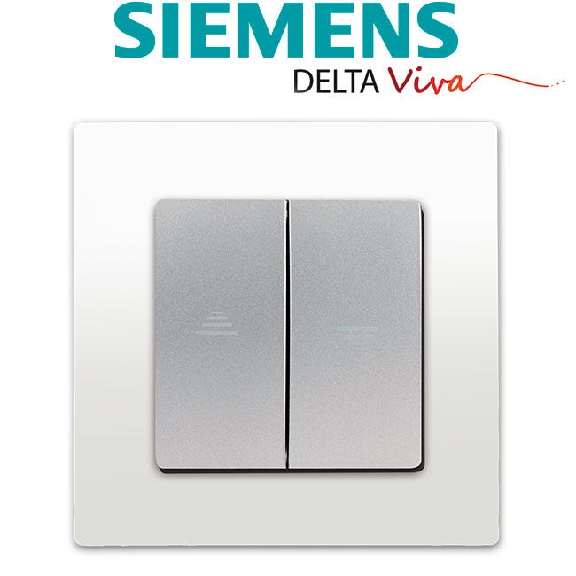 Interrupteur Volet Roulant Silver Delta Viva + Plaque Blanc 1