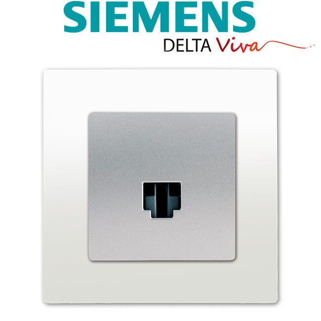 SIEMENS- Prise RJ45 Silver Delta Viva + Plaque Blanc 1