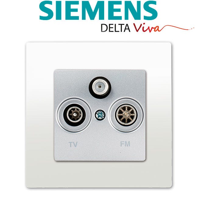 Prise TV FM SAT Silver Delta Viva + Plaque Blanc 1