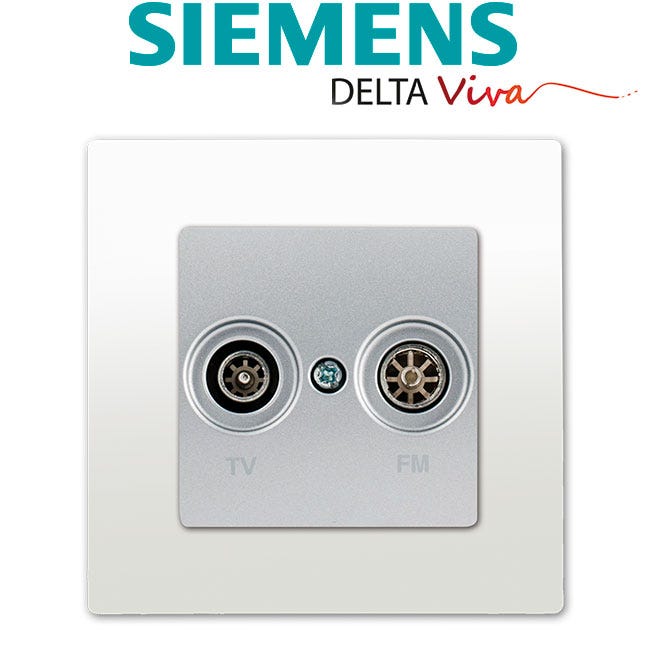 Prise TV / FM Silver Delta Viva + Plaque Blanc 1