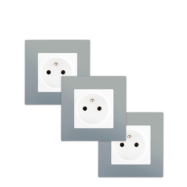 LOT 3 Prise 2P+T Blanc Delta Viva + Plaque Silver-SIEMENS