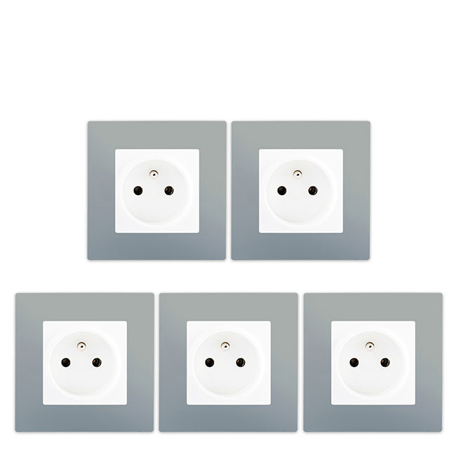 LOT 5 Prise 2P+T Blanc Delta Viva + Plaque Silver-SIEMENS