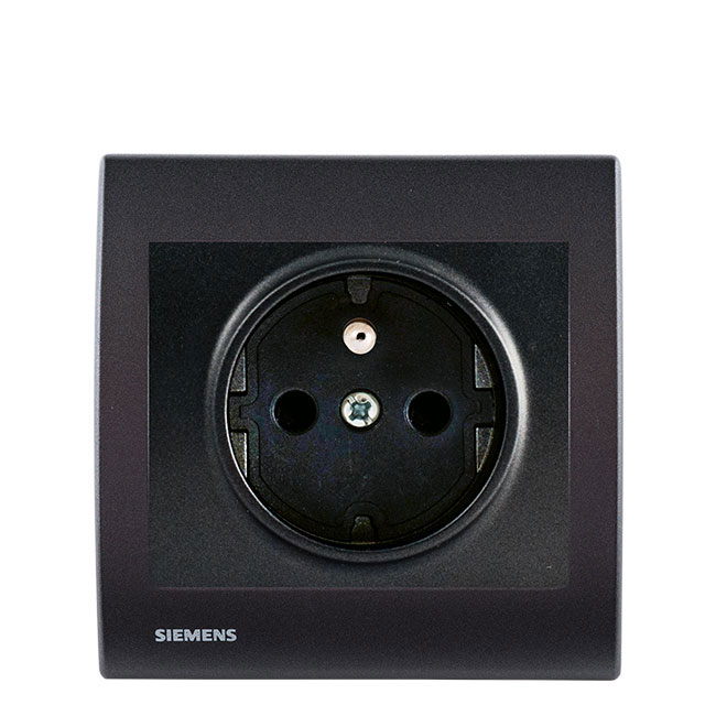 Prise 2P+T Anthracite Delta Iris + Plaque basic Anthracite-SIEMENS