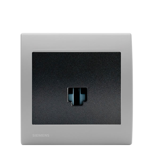 Prise Informatique RJ45 Anthracite Delta Iris + Plaque basic Silver-SIEMENS