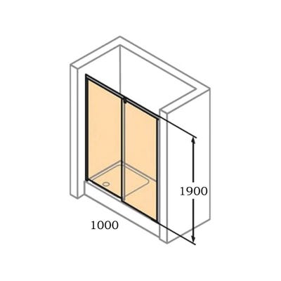 HÜPPE Next - Porte de douche 100cm en verre transparent avec porte coulissante + Profilés chromés (140401.069.322) 1
