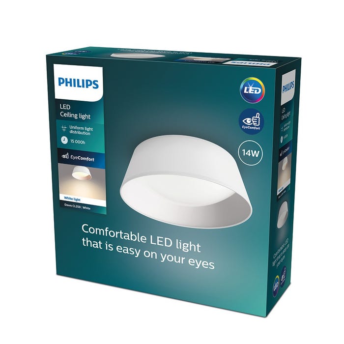 Plafonnier LED d'intérieur PHILIPS - EyeComfort - 34cm - 14W - 1100 lumens - 3000K - métal blanc - 93535 4