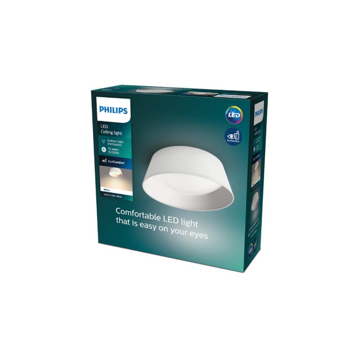 Plafonnier LED d'intérieur PHILIPS - EyeComfort - 34cm - 14W - 1100 lumens - 3000K - métal blanc - 93535 3