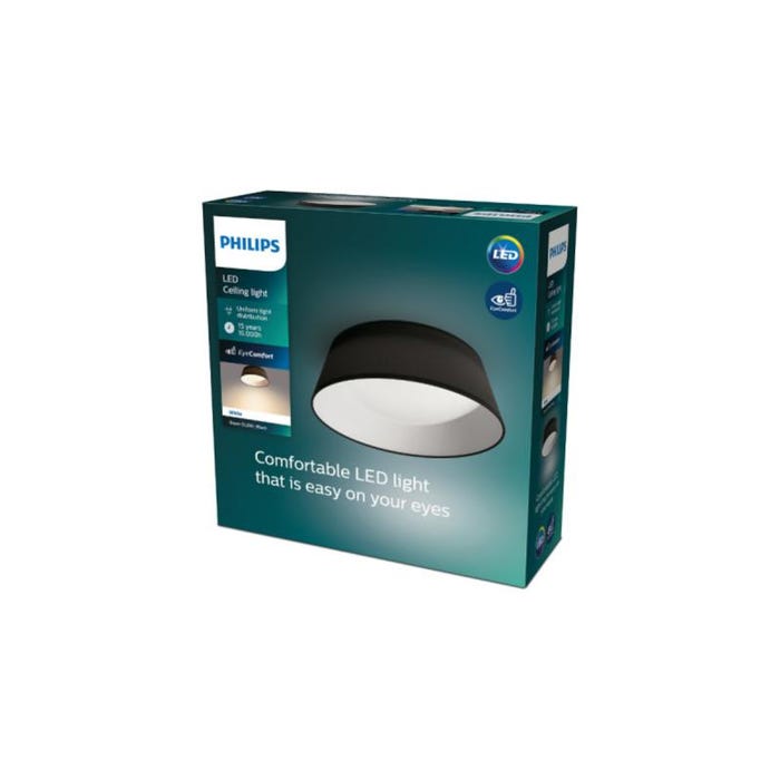 Plafonnier LED d'intérieur PHILIPS - EyeComfort - 34cm - 14W - 1100 lumens - 3000K - métal noir - 93533 3