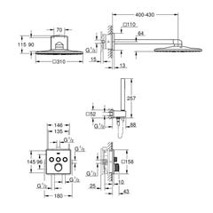 Set de douche Mitigeur encastré avec Set mitigeur mécanique chromé SmartControl 34712000 Grohe 1