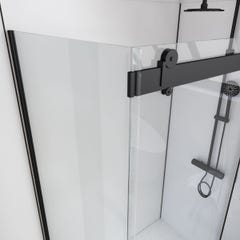 Paroi de retour pour Paroi porte de douche type industriel NOIR MAT - 80x200cm - verre trempe 8mm 1