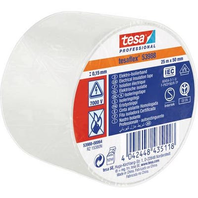 tesa 53988-00064-00 Ruban isolant tesa® Professional blanc (L x l) 25 m x 50 mm 1 pc(s)