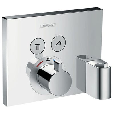 Set de finition pour mitigeur thermostatique ShowerSelect encastré avec 2 fonctions, fixfit et porter chromé Hansgrohe