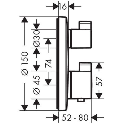 Set de finition pour mitigeur thermostatique Ecostat S encastré avec robinet d'arrêt et inverseur chromé Hansgrohe