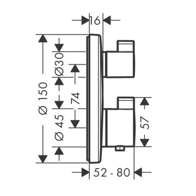 Set de finition pour mitigeur thermostatique Ecostat S encastré avec robinet d'arrêt et inverseur chromé Hansgrohe