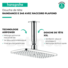 Hansgrohe Raindance E Douche de tête Raindance E 240 AIR avec raccord plafond 100 mm (27380000) 4