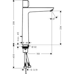 Mitigeur de lavabo Talis Select E 240 bec 183 mm avec tirette et vidage chromé Hansgrohe 1