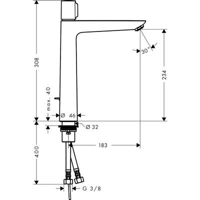 Mitigeur de lavabo Talis Select E 240 bec 183 mm avec tirette et vidage chromé Hansgrohe 1