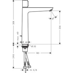Mitigeur de lavabo Talis Select E 240 bec 183 mm avec tirette et vidage chromé Hansgrohe 6