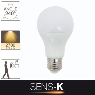 Xanlite - Ampoule LED , culot E27, 11W cons. (60W eq.), lumière blanc chaud et détecteur de mouvement - SE60GMS
