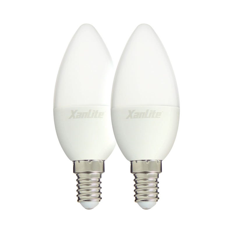 Xanlite - Ampoule LED flamme, culot E14, 5W cons. (40W eq.), lumière blanc neutre - PACK2EV470FCW 0