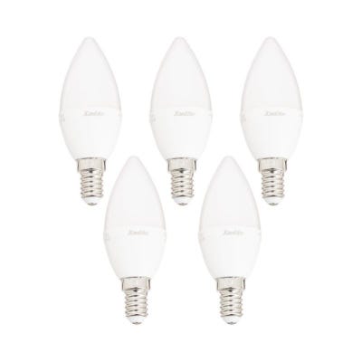 Lot de 5 ampoules LED flamme, culot E14, consommation de 5,5W, lumière blanc  chaud