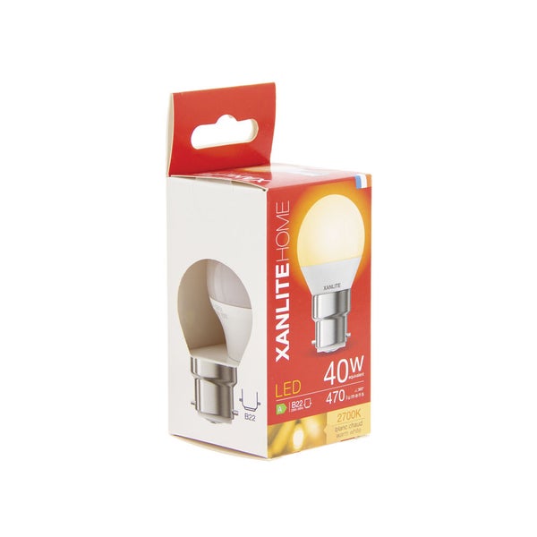 Ampoule LED P45, culot B22, 5,3W cons. (40W eq.), lumière blanc chaud 3