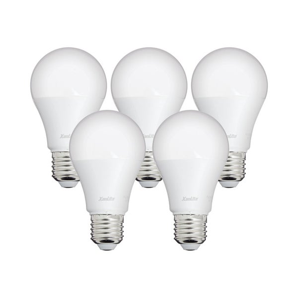 Lot x5 Ampoules LED standard, culot E27, cons. 9W, eq. 60W, blanc chaud 0