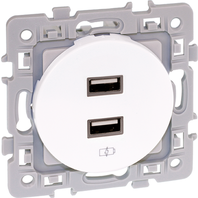 Prise chargeur double USB femelle - 5,5V - SQUARE Blanc - Type A 0