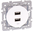 Prise chargeur double USB femelle - 5,5V - SQUARE Blanc - Type A