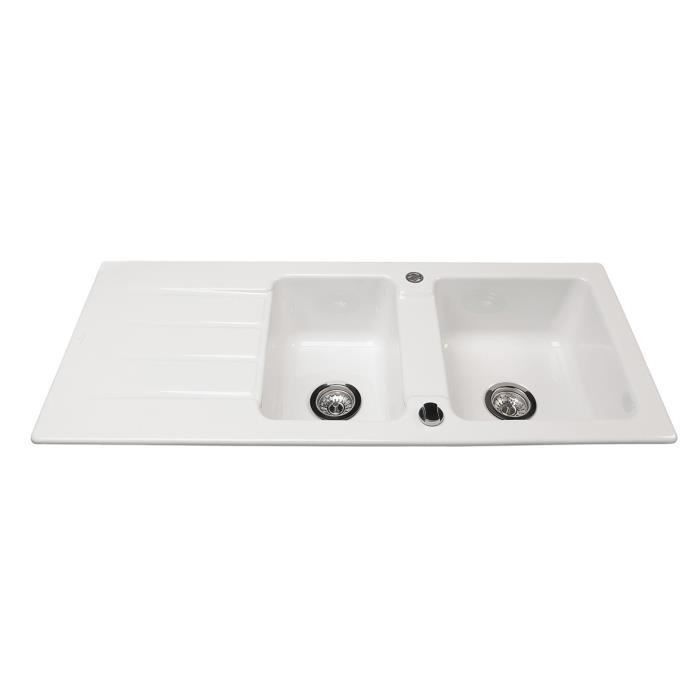 VILLEROY + BOCH Evier cuisine a encastrer 1,5 bac + 1 egouttoir Architectura - Ceramique - 113 x 48 cm - Blanc