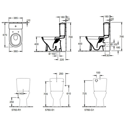 WC à poser sortie verticale VILLEROY ET BOCH O.novo + abattant 2