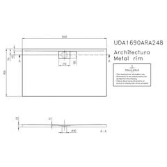 Receveur 160 x 90 x 4,8 VILLEROY ET BOCH Architectura Metalrim acrylique rectangle blanc 4
