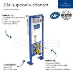 Bati support wc VILLEROY ET BOCH Viconnect avec plaque blanche 1
