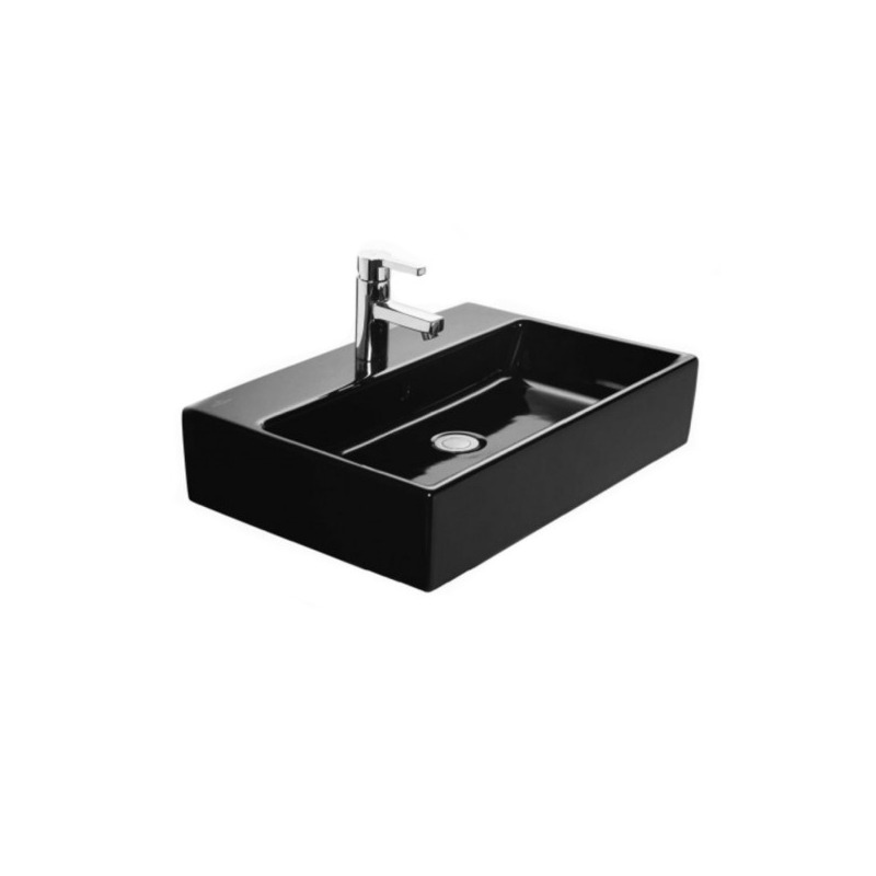 Villeroy & Boch Memento Lavabo 60x42cm Avec Trou Pour Robinetterie Et Trop Plein, Glossy Black Ceramicplus (51336ls0)