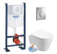 Grohe Pack WC Bâti autoportant + WC Swiss Aqua Technologies Infinitio sans bride + Plaque chrome (ProjectInfinitio-2)