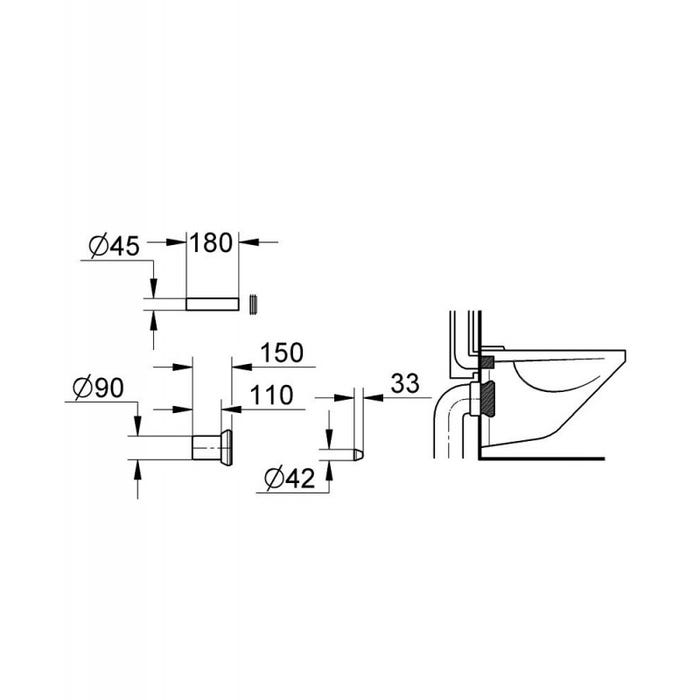 Grohe Set garniture de raccordement pour WC suspendu + Isolation phonique (37311K00-SET) 2