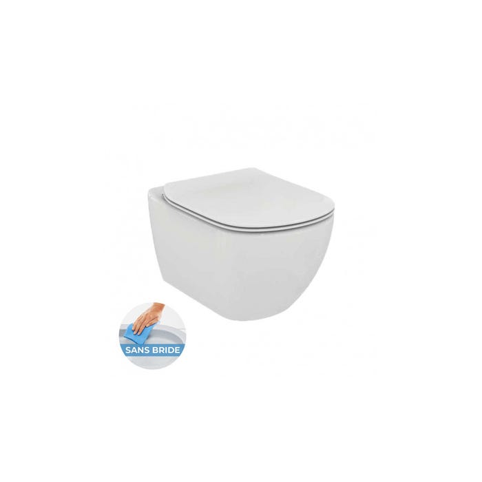 Villeroy & Boch Pack WC Bâti-support + WC Ideal Standard TESI AquaBlade sans bride fixations invisibles + Plaque chrome mat 2