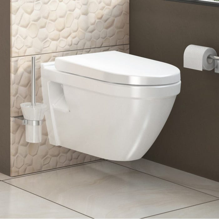 Pack WC Bati-support Geberit UP720 extra-plat + WC Vitra S50 + Abattant softclose + Plaque blanche (SLIM-S50Softclose-B) 3
