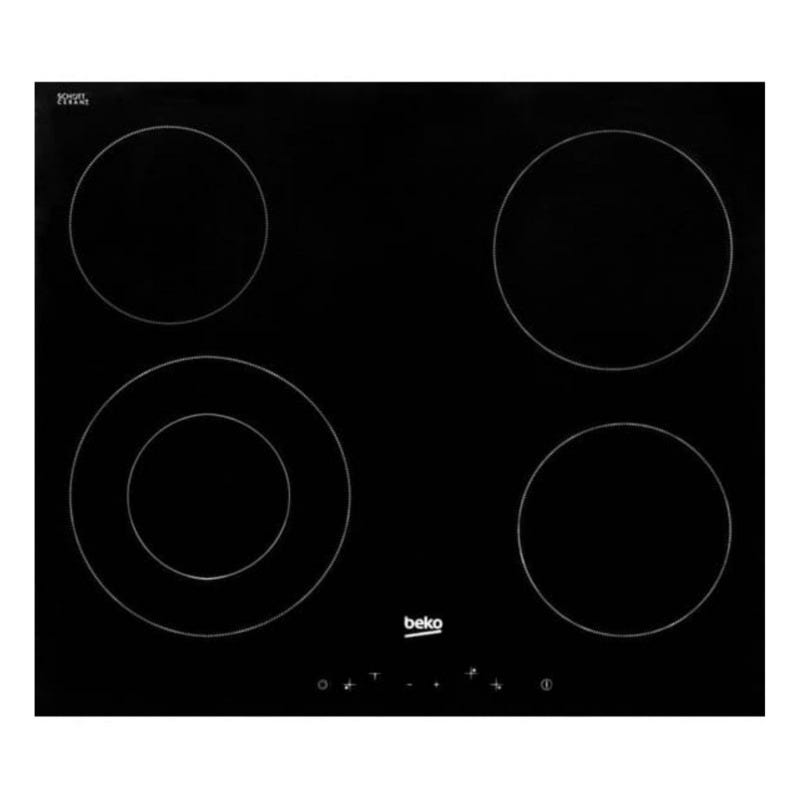 Beko Plaque de cuisson vitrocéramique avec 4 feux + double zone, 6800 W fonction d'arrêt automatique 58x81cm, Noir (HIC64401) 0